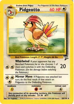 Pokemon TCG Pidgeotto 28/130 Base Set 2 Unlimited Non-Holo 2000 FREE SHIPPING - Image 1