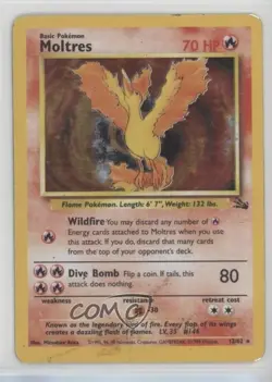 Moltres Holo Pokemon Fossil #12 1999 - Image 1