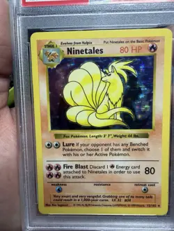 1999 Pokemon Ninetales #12 Shadowless Holo Black Flame PSA 6 - Image 2