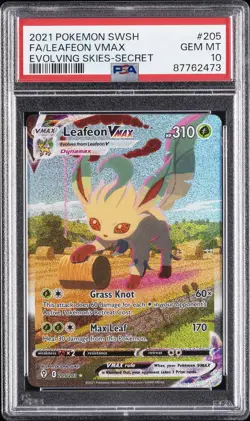 2021 POKEMON SWORD & SHIELD EVOLVING SKIES SECRET FULL ART/LEAFEON VMAX PSA 10 - Image 1