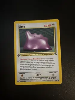 1999 Pokemon TCG Fossil Ditto 1st Edition Holo Rare 3/62 NM - Image 1