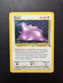 Ditto 3/62 Holo 1999 Fossil Base Set Pokemon Card TCG LP-NM - Image 1
