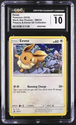 2019 Pokemon Black Star Promos Eevee and Pikachu GX Collection SM235 CGC 10 - Image 1