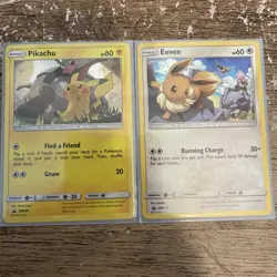 PROMO HOLO Pikachu + Eevee SM234 SM235 Pokemon Black Star Holographic Rare NM - Image 1