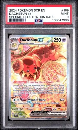 Pokemon Stellar Crown - DACHSBUN EX - SPECIAL ILLUSTRATION RARE 169/142 - PSA 9 - Image 1