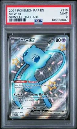 PSA 9 MINT Mew EX Paldean Fates Shiny Ultra Rare 2024 Pokemon PAF 216/091 - Image 1