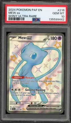 Pokemon Mew ex Paldean Fates Shiny Ultra Rare #216 PSA 10 Gem Mint - Image 1