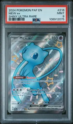 2024 Pokemon Paldean Fates Mew ex Shiny Ultra Rare PSA 9 216/091 - Image 1