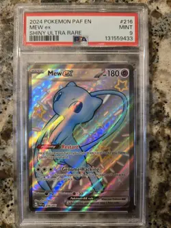 Pokemon 2024 Paldean Fates Mew EX #216 Shiny Ultra Rare PSA 9 - Image 1