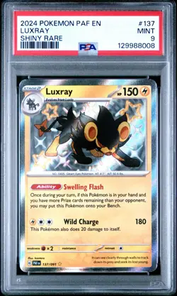 2024 POKEMON PALDEAN FATES LUXRAY BABY SHINY HOLO RARE 137/091 PSA 9 MINT - Image 1