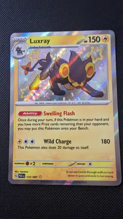 Luxray 137/091 Pokemon TCG Sv: Paldean Fates Baby Shiny Rare Card - Image 1