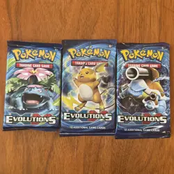 Pokemon XY Evolutions Booster Pack Lot of 3 - Blastoise Venusaur Raichu - Image 1