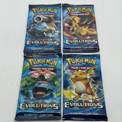 Lot of (4) Pokemon XY Evolutions Booster Packs Art Set Factory Sealed - Image 1