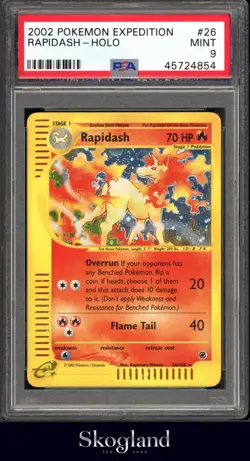 2002 POKEMON EXPEDITION RAPIDASH HOLO #26 PSA 9 MINT - Image 1
