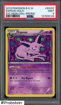 2013 Pokemon B & W Sylveon Collection Promo #BW92 Espeon Holo PSA 9 MINT - Image 1