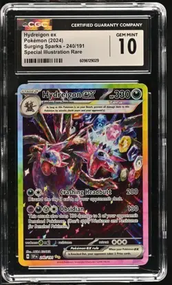 Pokemon Hydreigon ex 241/191 Special Illustration Rare SAR SURGING SPARKS CGC 10 - Image 1