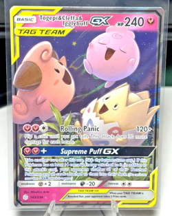 Togepi & Cleffa & Igglybuff GX Ultra Rare 143/236 Cosmic Eclipse Pokemon TCG NM - Image 1