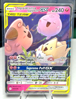 Togepi & Cleffa & Igglybuff GX Ultra Rare 143/236 Cosmic Eclipse Pokemon TCG NM - Image 2