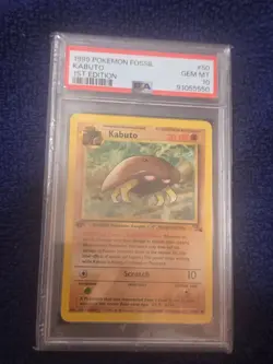 Kabuto Fossil PSA 10 1999 Vintage 1st Edition 50/62 Pokemon TCG - Image 1