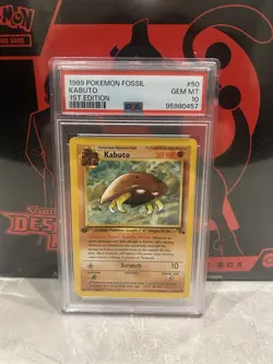 Kabuto Fossil PSA 10 1999 Vintage 1st Edition 50/62 Pokemon TCG - Image 1