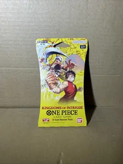 One Piece KINGDOMS OF INTRIGUE English Sleeved Booster OP-04 Sealed 12-Card Pack - Image 1