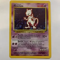 Pokemon Mewtwo TCG Base Set Holo Unlimited Rare Card 10/102 - Image 1