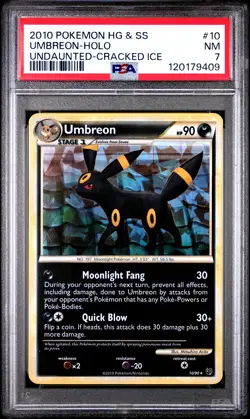 2010 POKEMON HEARTGOLD & SOULSILVER UNDAUNTED CRACKED ICE #10 UMBREON-HOLO PSA 7 - Image 1