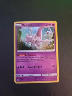 Pokemon TCG Mewtwo Sun & Moon Ultra Rare Holo Black Star Promo SM77 MP - Image 1