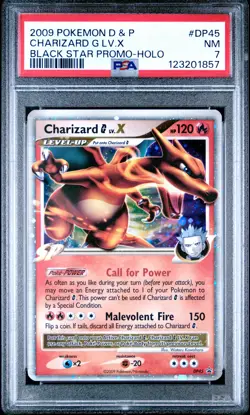 2009 POKEMON DIAMOND & PEARL BLACK STAR PROMO HOLO #DP45 CHARIZARD G LV.X PSA 7 - Image 1