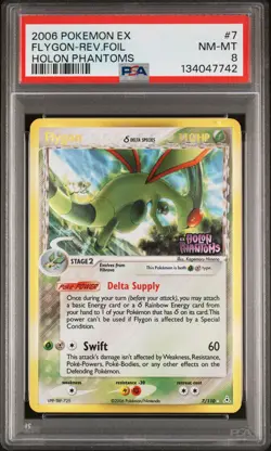 2006 POKEMON EX HOLON PHANTOMS #7 FLYGON-REVERSE FOIL PSA 8 - Image 1