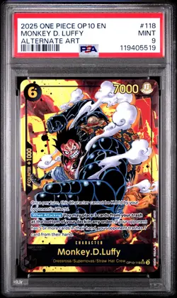2025 ONE PIECE OP10-ROYAL BLOOD ALTERNATE ART #118 MONKEY D. LUFFY PSA 9 - Image 1