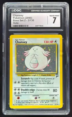 2000 Pokemon Set 2 #3/130 Chansey Holo CGC 7 - Image 1