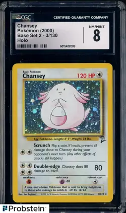 2000 Pokemon Base Set 2 #3 Chansey Holo CGC 8 NM-MT - Image 1