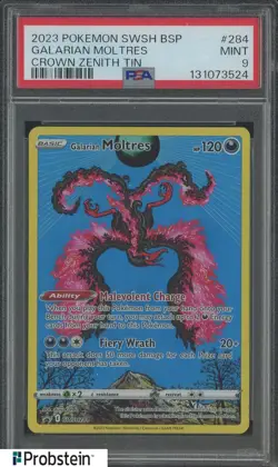 2023 Pokemon SWSH BSP Crown Zenith Tin #284 Galarian Moltres PSA 9 MINT - Image 1