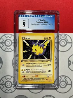 CGC 9 MINT Pikachu 70/111 1st Edition Neo Genesis Pokemon Card 023 PSA 6044 - Image 1