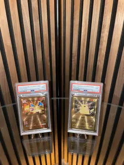 Pokemon | Charizard & Pikachu | 4/102 | 58/102 | Metall Card Gold | PSA 9 | Mint - Image 1