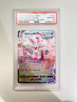Pokemon TCG Sylveon VMAX 212/203 Evolving Skies Secret Rare Card PSA 10 - Image 1