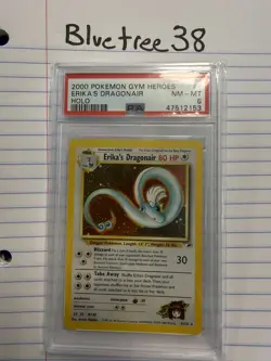2000 POKEMON GYM HEROES #4/132 ERIKA'S DRAGONAIR HOLO PSA 8 NM-MT W/ SWIRL 💫 - Image 1