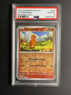 Charmander 007 PSA 10 2024 Pokemon PAF EN Reverse Holo - Image 1