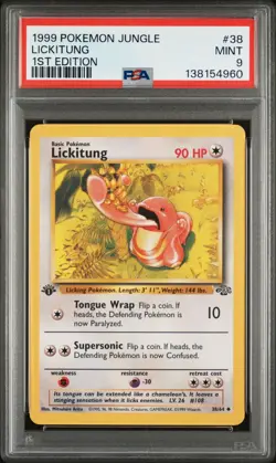 1999 Pokemon Jungle 1st Edition Lickitung 38 FRESHLY GRADED PSA 9 MINT - Image 1