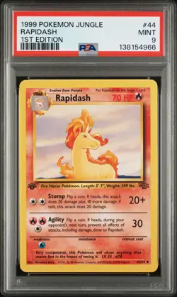 1999 Pokemon Jungle 1st Edition Rapidash 44 FRESHLY GRADED PSA 9 MINT - Image 1