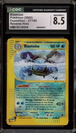 Pokemon Blastoise Expedition Reverse Holo Rare #37 CGC 8.5 - Image 1