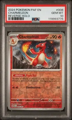 2024 Pokemon PAF EN Charmeleon PSA 10 GEM REVERSE HOLO #008 - Image 1