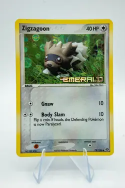 Zigzagoon 74/106 Reverse Holo Stamped Pokemon Emerald 2005 SEE PHOTOS LP - Image 1