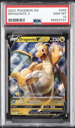 2022 POKEMON GO #049 DRAGONITE V PSA 10 - Image 1