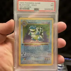 1st Edition Shadowless Blastoise 2/102 PSA 7 NM Pokemon Card - Image 1