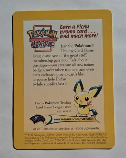 Pokemon - Neo League Pichu Promo 2001 Insert Card - NM - Image 2
