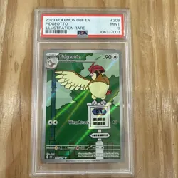 PSA 9 Pokemon Card Pidgeotto Illustration Rare 208/197 Obsidian Flames - Image 1