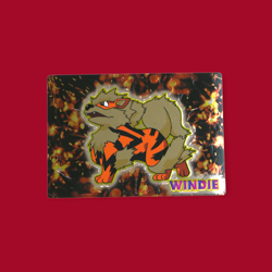ARCANINE (WINDIE)--JAPANESE MEIJI EMBOSSED PROMO FOIL POKEMON CARD - Image 1