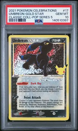 2021 POKEMON CELEBRATIONS CLASSIC COLLECTION #17 UMBREON-GOLD STAR PSA 10 - Image 1